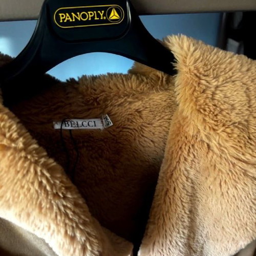 Coat with warm fur brown size M