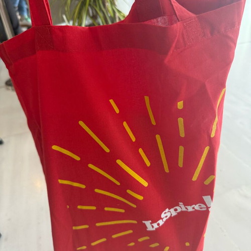 Inspire cotton shoulder bag new, red and yellow