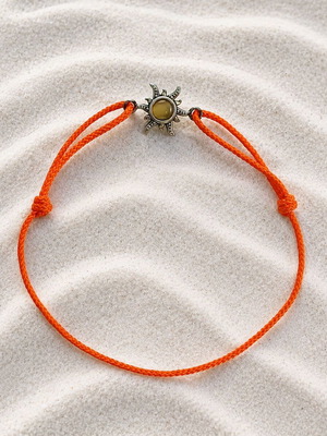 Handmade bracelet with 925 silver motif and crystal, new, orange