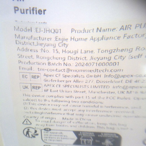 Air purifier like new, ideal for rooms up to 20m², USB powered