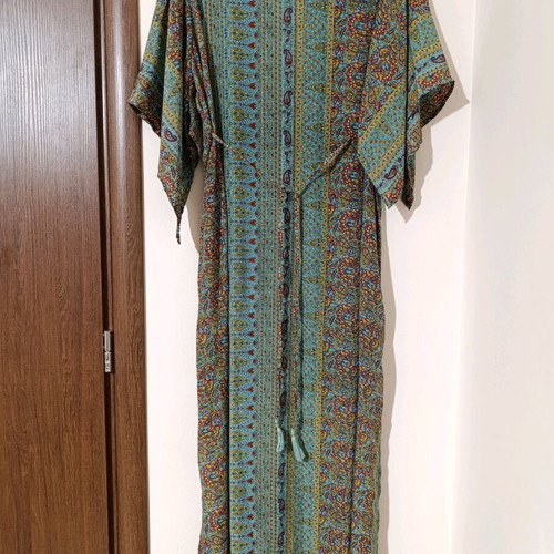 Kimono dress like new multicolor with green one size