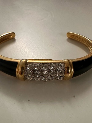 Vintage bracelet with rhinestones like new, black and gold