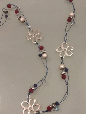Necklace with silver elements and beads on cord like new