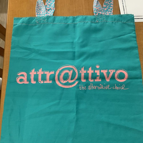 Attrattivo fabric shoulder bag, pink and green