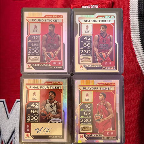 Panini EuroLeague Olimpia Milano Lot x4 with Kyle Hines and Zach LeDay Autographs