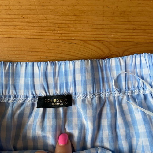 Concept women's summer checked blouse sky blue like new, size XS