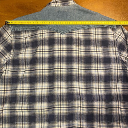 Sfera Men Checked Shirt with Denim Details Large like new