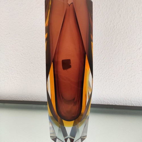 Handmade Murano glass vase and ashtray set used