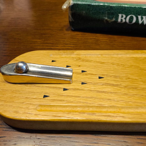 Vintage wooden bowling tabletop game used, 1980s era