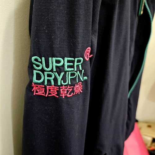 Superdry windcheater jacket like new, fleece lined, waterproof, blue, size S