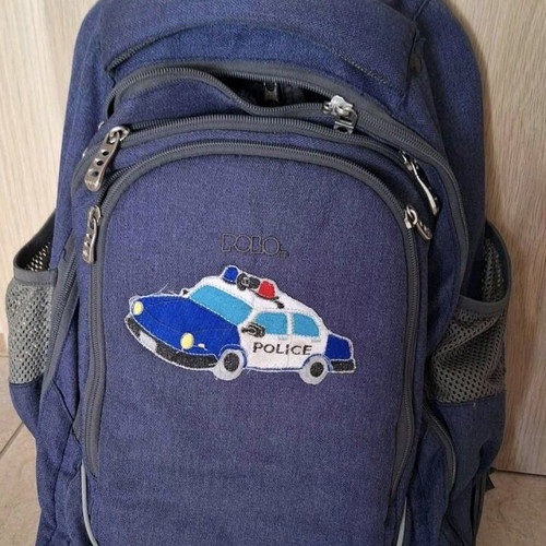 Polo school bag with wheels used with police car embroidery