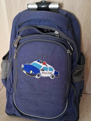 Polo school bag with wheels used with police car embroidery