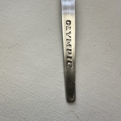 Vintage Olympic Airways dessert spoon, stainless steel