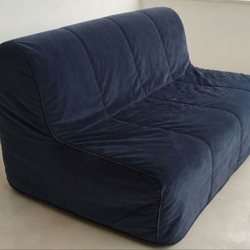 Folding sofa bed with cover used, dark gray and black
