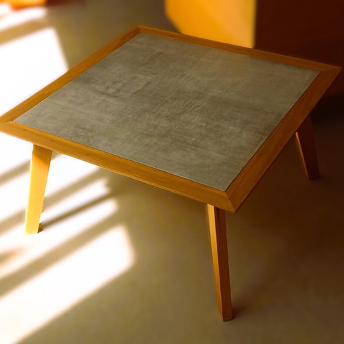 Wooden coffee table with ceramic surface mid century modern style new