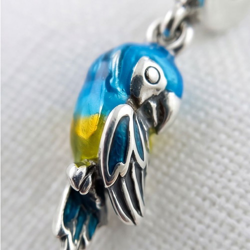 Pandora Jungle Paradise Parrot Charm S925 ALE new, multicolor silver