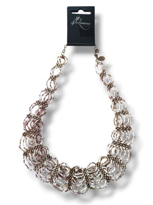 Beaded necklace in beige and gold tones new