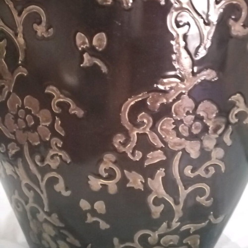 Large luxury ceramic decorative vase 55x40 cm black and gold like new