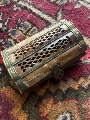 Handmade vintage jewelry box used, carved