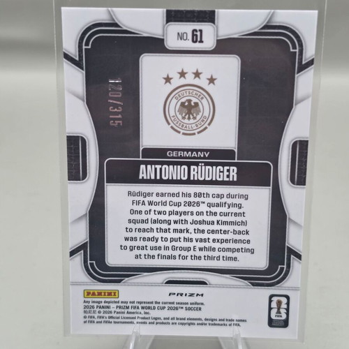 2026 Panini Prizm FIFA World Cup Antonio Rüdiger Orange Prizm card