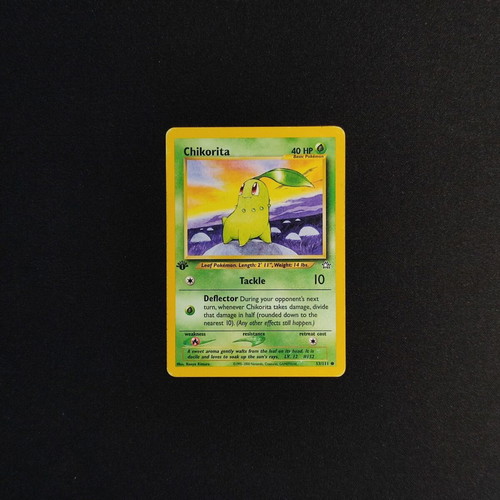 Pokemon TCG Neo Genesis Chikorita 1st Edition card used