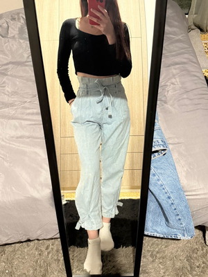 Bershka balloon jeans like new, size S, blue turquoise