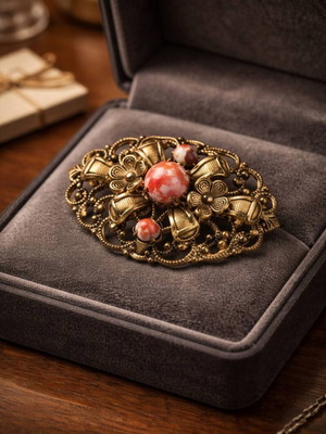 Vintage καρφίτσες μεταχειρισμένες, σετ 3, κόκκινες