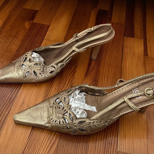 Lodi leather heels used with strap size 39 gold