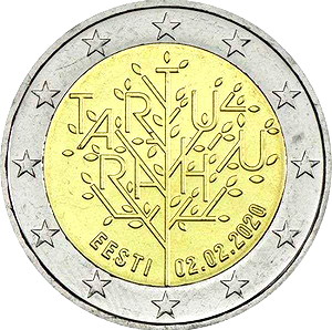 SAC Εσθονία 2 Ευρώ 2020 UNC συνθήκη Τάρτου