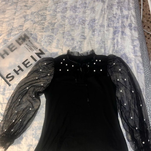 Shein blouse with pearls new, size XL, black