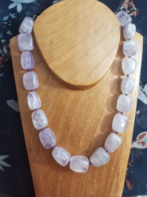 Necklace with pink quartz and 925 silver clasp used, 46cm