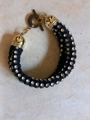 Bracelet with rhinestones like new, 2 rows, black and gold