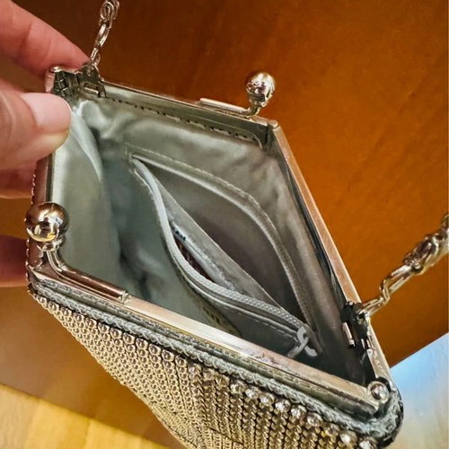 Vintage Scheilan silver evening crossbody bag like new with strass