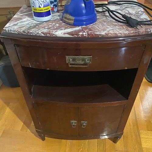 Mirror and bedside table like new, solid wood with marble