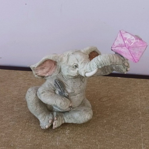 Elephant Sculpture 23 cm height 14 cm width used, signed by sculptor