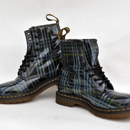 Dr. Martens tartan boots used, grey black, size 39