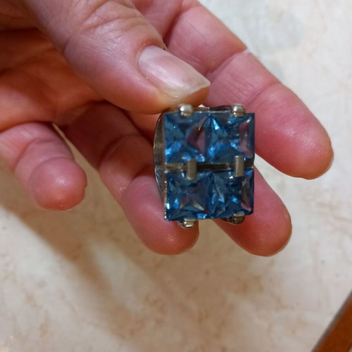 Silver 925 women's ring new with four genuine aquamarine stones