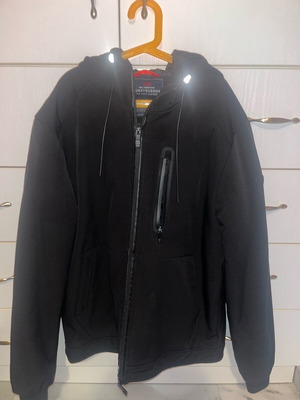 Funky Buddha jacket with light lining and hood like new, black, size L