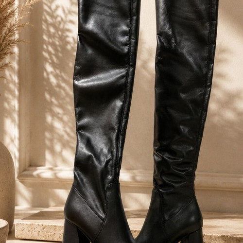 Luigi black over the knee boots new, size 38, leather texture