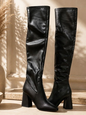 Luigi black over the knee boots new, size 38, leather texture