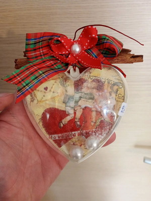 Handmade decorative heart with cinnamon aromatic sticks like new