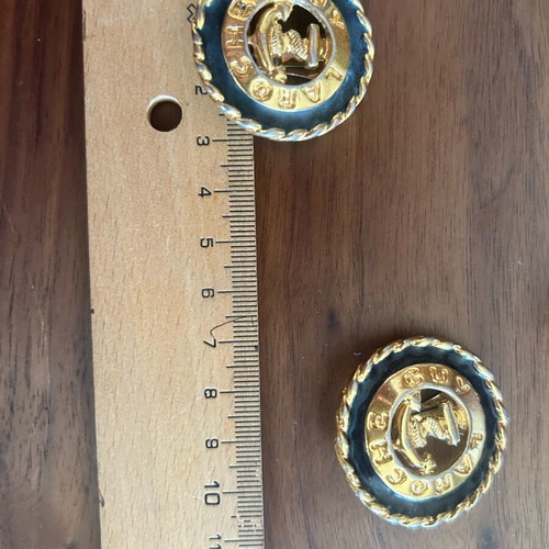 Vintage 80’s clip on earrings Guy Laroche dark blue and gold, like new