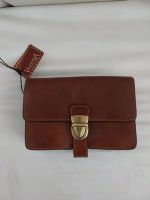 Valentina leather handbag brown hard leather new