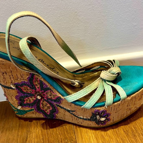 Italian platform sandals size 36-37, multicolor