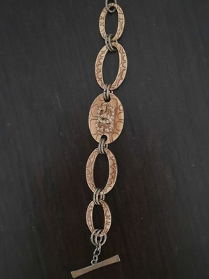 Guess vintage beige gold bracelet with rings and logo strass used