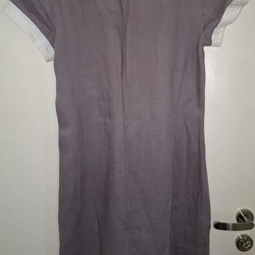 Linen midi dress used, grey-purple, size Medium