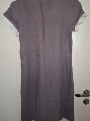 Linen midi dress used, grey-purple, size Medium