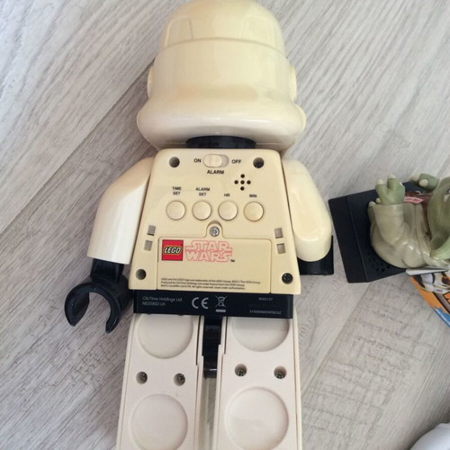 Star Wars LEGO Stormtrooper alarm clock and figures used set