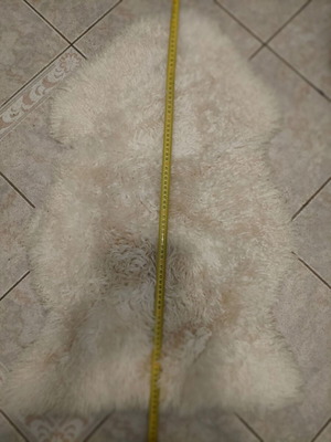 White furry rug used ''Provataki'' 55x90 cm
