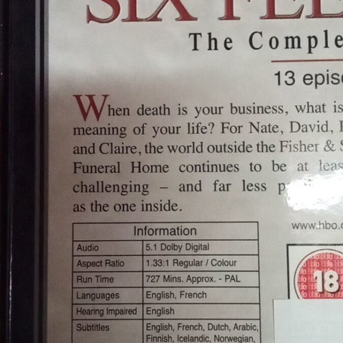 Six Feet Under The Complete Second Series DVD like new with subtitles
